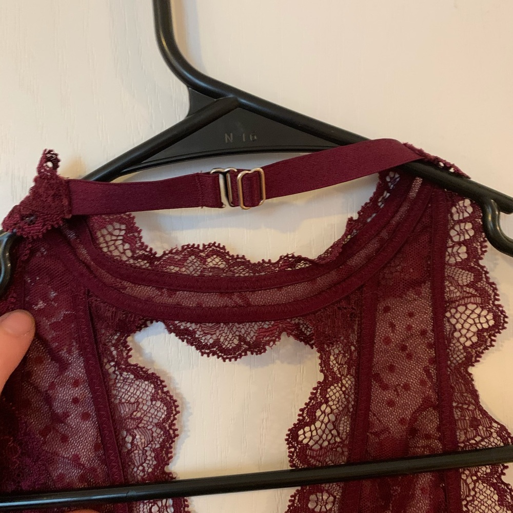 VS High Neck polka dot velvet lace teddy - Picture 7 of 7